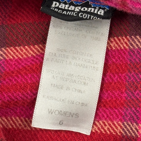 Patagonia Shirt Womens 6 Red Plaid Long Sleeve Fjord Flannel Organic Cotton - Picture 4 of 11